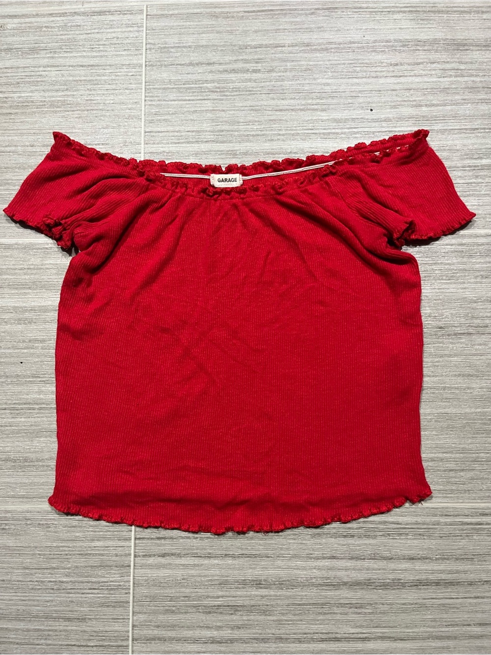 Garage Vibrant Red Over-The-Shoulder Ribbed Tee